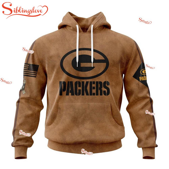 Custom Name And Number football Green Bay Packers Salute To Service Veterans Day 3D Hoodie
