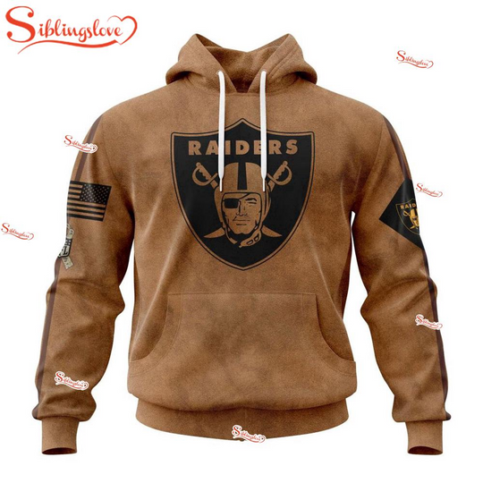 Custom Name And Number football Las Vegas Raiders Salute To Service Veterans Day 3D Hoodie