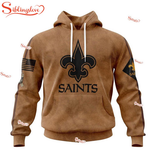 Custom Name And Number football New Orleans Saints Salute To Service Veterans Day 3D Hoodie
