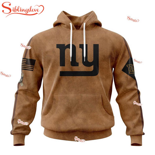 Discover Custom Name And Number football New York Giants Salute To Service Veterans Day 3D Hoodie