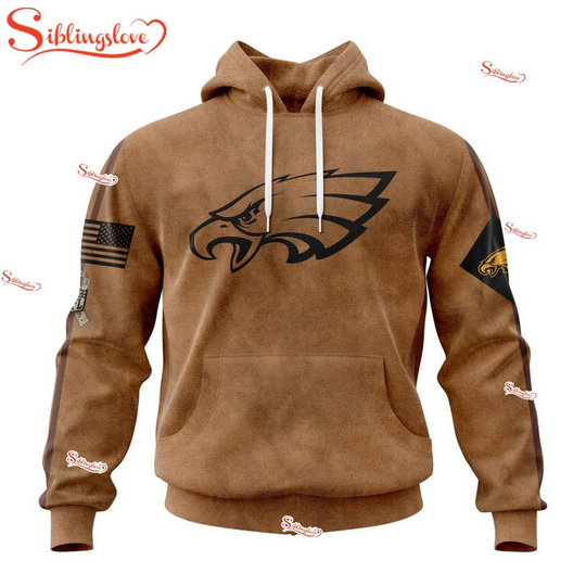 Discover Custom Name And Number football Philadelphia Eagles Salute To Service Veterans Day 3D Hoodie