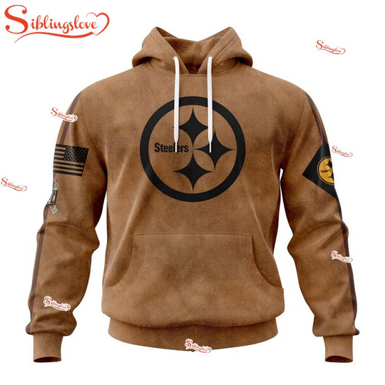 Discover Custom Name And Number football Pittsburgh Steeler Salute To Service Veterans Day 3D Hoodie