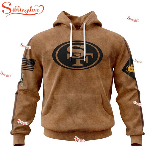 Custom Name And Number football San Francisco 49ers Salute To Service Veterans Day 3D Hoodie