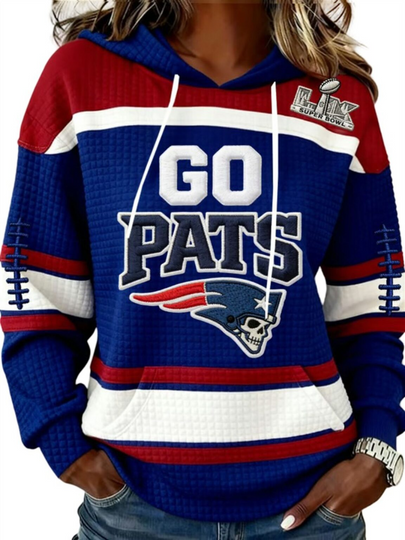 2026 NE Patriots Go Pats SB LX Waffle Hoodie