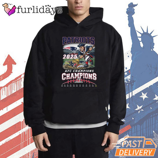 New England Patriots 2025 AFC Champions Graphic Hoodie