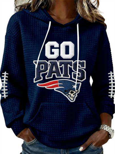 2026 NE Patriots Go Pats Waffle Hoodie