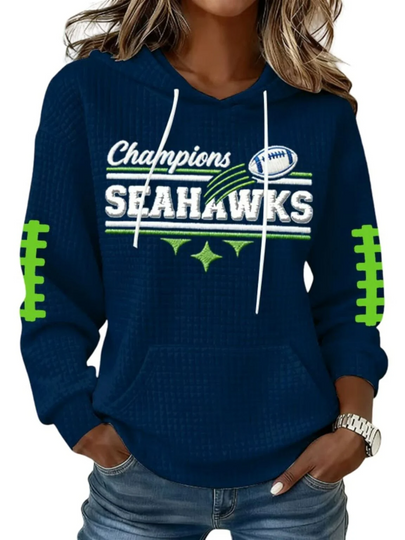 2026 Seahawks Football Champions Waffle Hoodie