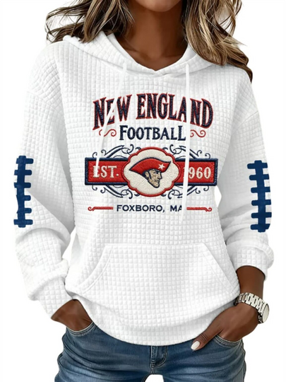New England Football EST 1960 Foxboro Waffle Hoodie