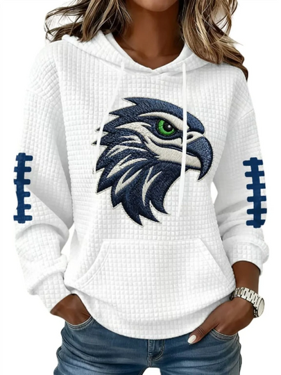 Discover 2026 Seahawks Women’s Football Print Waffle Hoodie