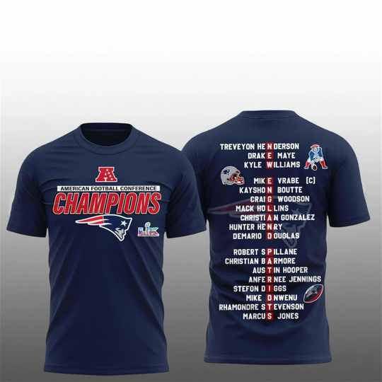 Discover 2026 Patriots AFC Champions Locker Room Trophy Shirt