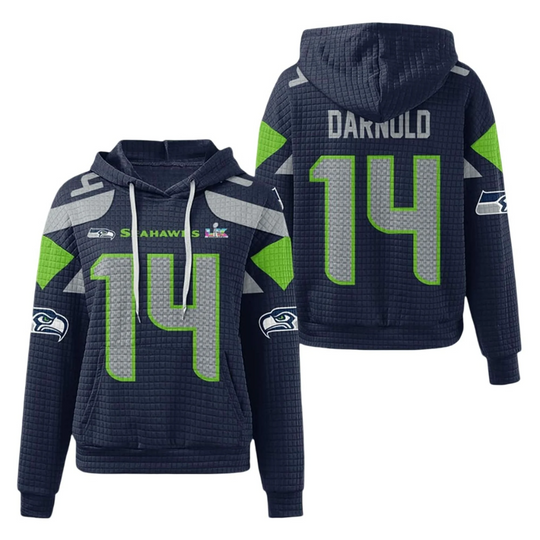 Discover 2026 Seahawks Sam Darnold 14 Bowl LX Waffle Hoodie