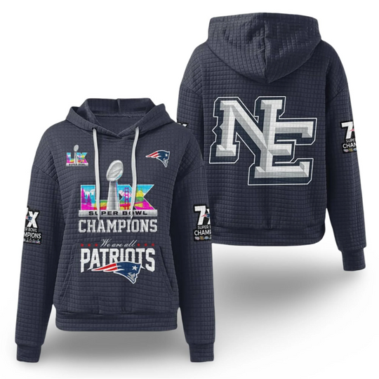 2026 We Are All Patriots 7X SB LX Champions Waffle Hoodie