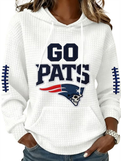 2026 NE Patriots Go Pats Waffle Hoodie