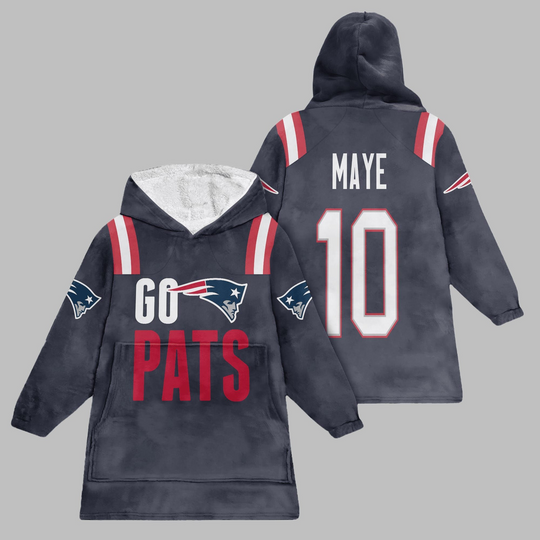 Discover 2025 New England Go Pats 10 Maye Blanket Hoodie