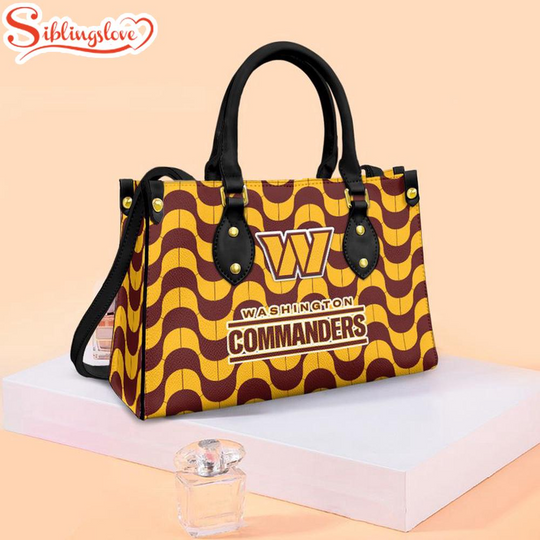 Washington Commanders Wave Pattern football Team Leather Handbag