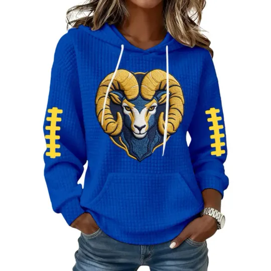 LA Rams Football Print Waffle Hoodie