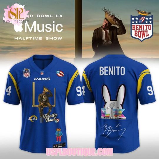 Los Angeles Ramss x Bad Bunny 2026 Super B.owl Blue Design Jersey