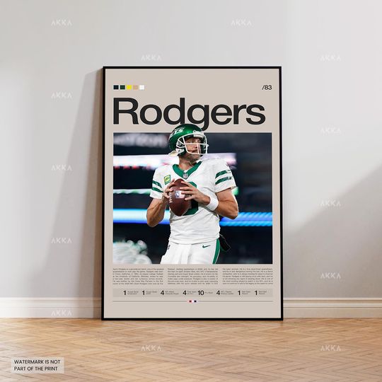 Aaron Rodgers Poster, Rodgers New York Jets Print, New York Jets Art, Rodgers Wall Decor, football Print Fan Gift Idea, Rodgers Jets Art