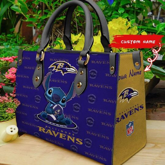 Baltimore Ravens Personalized Leather Hand Bag