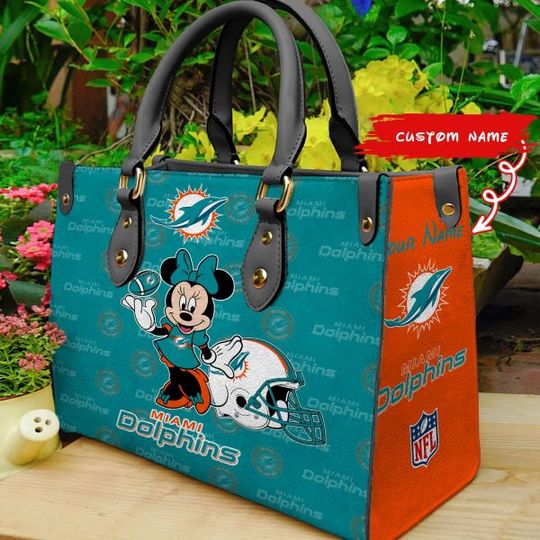 Miami Dolphins Personalized Leather Hand Bag