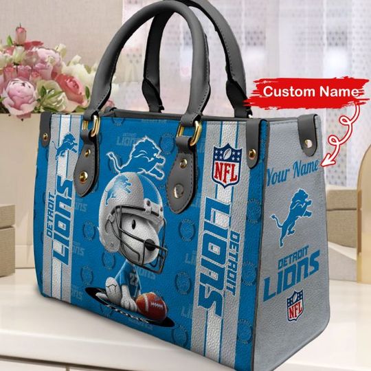 Detroit Lions Personalized Leather Hand Bag