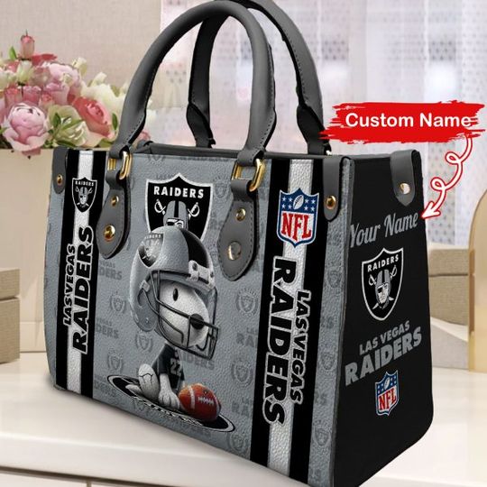 Las Vegas Raiders Personalized Leather Hand Bag