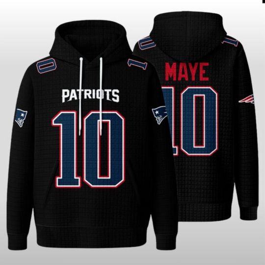 New England Football Drake Maye 10 Waffle Hoodie