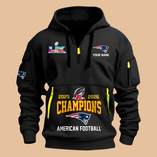 New England Patriotss 2025 - 2026 A.F.C Champions Quarter Zip Hoodie