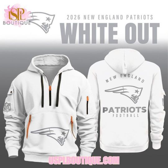 Discover New England Patriotss White Out 2026 Quarter Zip Hoodie