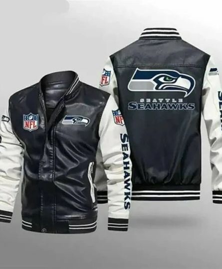 Team Seattle Seahawks Leather  Varsity Jackets
