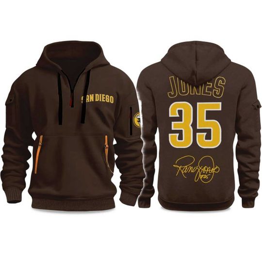 Padress Randy Jones 1950 2025 Tribute Quarter Zip Hoodie