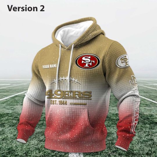 Personalized 49ers EST 1944 Football Waffle Hoodie