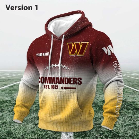 Personalized Commanders EST 1932 Football Waffle Hoodie