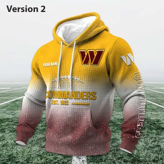 Personalized Commanders EST 1932 Football Waffle Hoodie