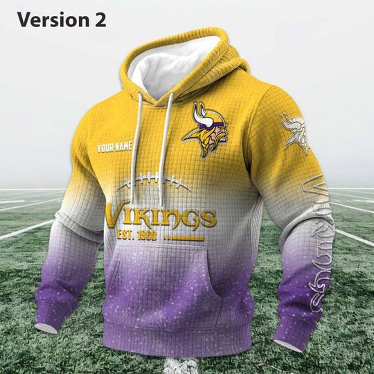 Personalized Vikings EST 1960 Football Waffle Hoodie