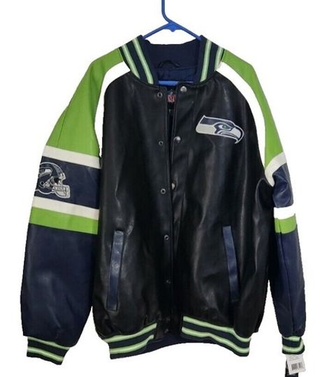 Seattle Seahawks Leather Varsity Jacket Mens