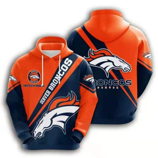 Denver Broncos Hoodie Mens Small Blue Pullover Sweatshirt football Football