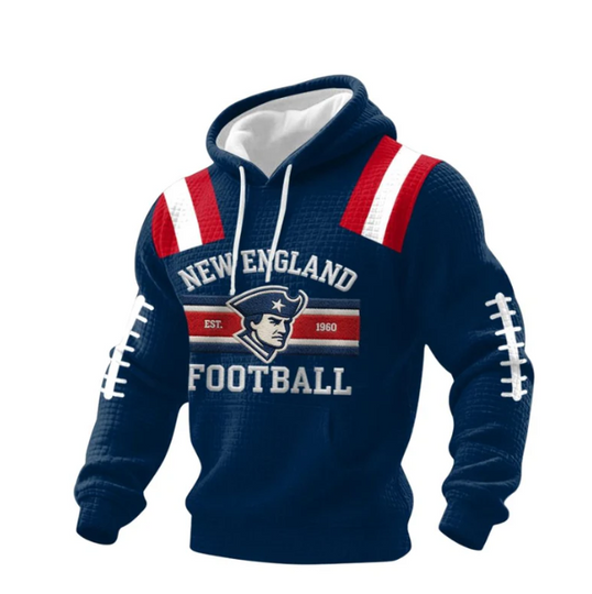 NE Patriots EST 1960 Football Fans Gameday Waffle Hoodie