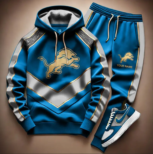 Discover Personalized football Detroit Lions Combo Hoodie Long Pants Gift For Fan