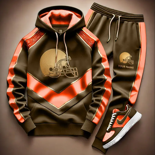 Personalized football Cleveland Browns Combo Hoodie Long Pants Gift For Fan