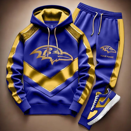 Personalized football Baltimore Ravens Combo Hoodie Long Pants Gift For Fan