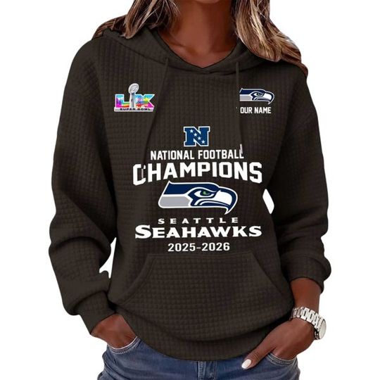 Seahawks National Football Champion 2025 2026 Waffle Hoodie
