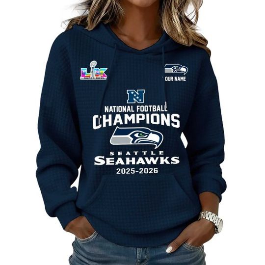 Seahawks National Football Champions 2025 2026 SBowl Waffle Hoodie