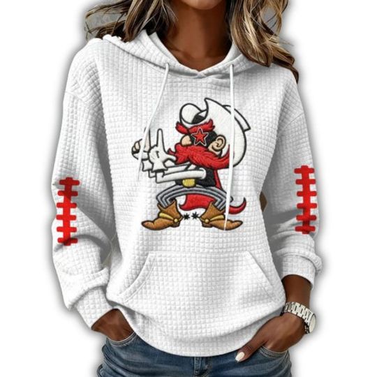Texas Tech Football Funny Print Waffle Fabric Hoodie