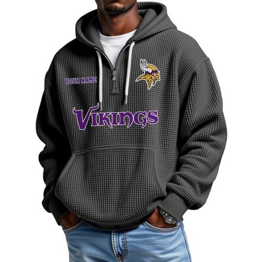 Vikingss Personalized Quarter Zip Waffle Hoodie