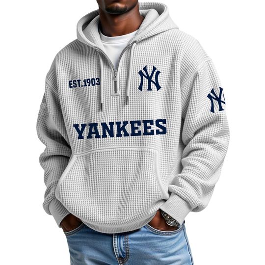 Yankeess EST 1903 Quarter Zip Waffle Hoodie
