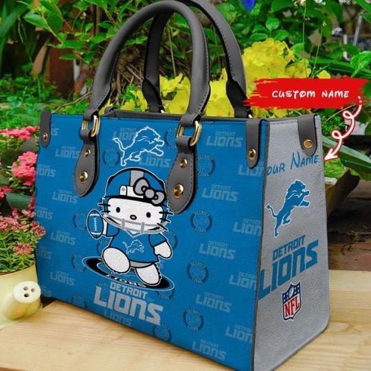 Detroit Lions Kitty  Personalized Leather Hand Bag