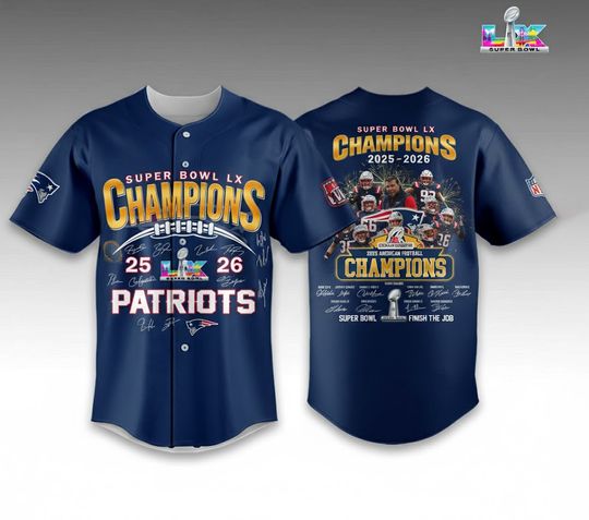 New England Patroits Super Bowl Champions 2026 Baseball Jersey