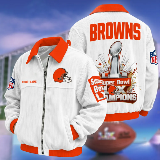 Cleveland Browns Super Bowl LX Varsity Bomber Jacket, Football Lover Jacket