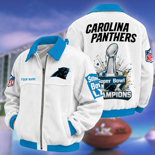 Carolina Panthers Super Bowl LX Varsity Bomber Jacket, Football Lover Jacket